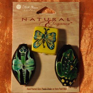 Blue Moon Beads 2009	Natural Elegance 3 hand painted glass beads NIP insects (61